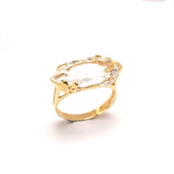 Anel Navete Quartzo em Ouro 18 Kilates - 21523